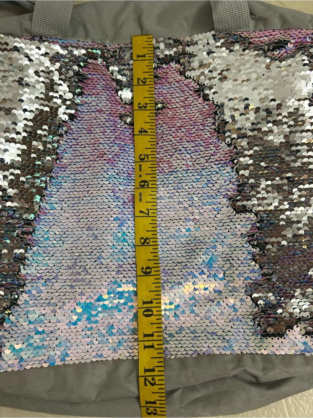 Iridescent Sequin Duffel Tote Bag - Gray